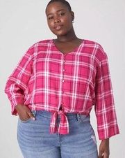 Lane Bryant Classic Button-Down Tie-Hem Top