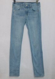 American Eagle AE Light Wash Denim Super Stretch X Mid Rise Skinny Jeans