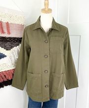 Marine Layer Gracey Chore Military Style Cotton Jacket Green Size S