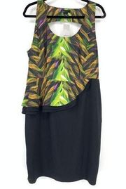 Lane Bryant Dress Women's Size 16 Mini Multicolor Peplum Cutout Back NEW