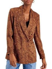 INC International Concepts Cheetah Double Breasted Blazer Sz M Mob Wife