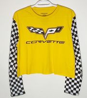 Forever 21 Corvette yellow cropped long sleeve top