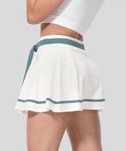 HALARA Mid Rise Color Block Pleated 2-in-1 Side Pocket Mini Casual Skirt