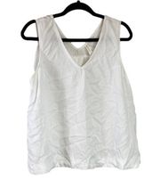 Mia & Tess v neck swing tank Tencel Lyocell white button side size L