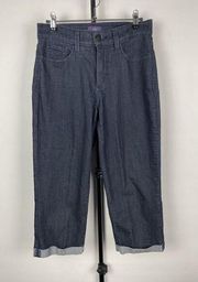 NYDJ Dark Blue Wash Lift Tuck Technology Crop Cuffed Denim Jeans Size 2
