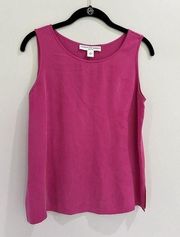 Josephine Chaus Hot Pink Fuchsia Tank Top Size 10 Petite Sleeveless Round Neck