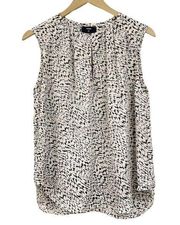 L'Agence Blouse Extra Small Cream Black Print Silk Sleeveless Capsule Mob Wife