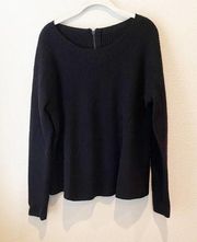 AKRIS black knit cashmere wool blend zipper back sweater size small