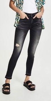 R13 Alison crop distressed skinny mid rise ankle jeans women's size 28