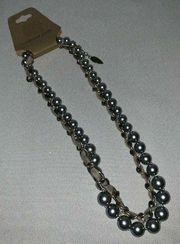 Coldwater Creek Womens Necklace Bauble & Chain Silver Gray 9"