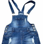 Love Moda denim distressed overalls shorts size medium