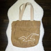 Hollister Y2K Tan Canvas Tote Bag with Embroidered Seagull