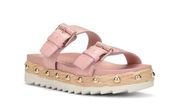 Larabee Leather Slide Sandal in Rose Pink Leather NWT