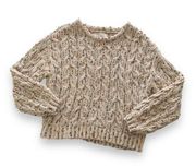 Jessica Simpson Oatmeal Beige Casual Cropped Cable Knit Sweater Size Medium