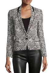 ZADIG & VOLTAIRE Vegam Leopard Deluxe White/Black Jacquard Blazer 36 US Small