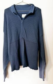 blue quarter zip sweater