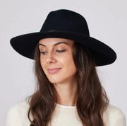 Revolve Hat Attack Black Amelia Fedora 100% Wool Felt with Suede Rope Trim