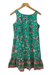 Chelsea Violet Green Floral  Boho Sleeveless Shift Dress Size XS