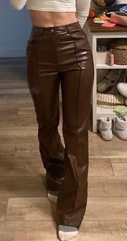 Brown Faux Leather Pants