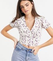 Poplin Shirt With Color Detail In Floral Print