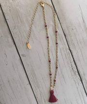 5/$25 Revolve Ettika Beaded Tassel Necklace in Red