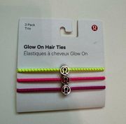 Glow On Hair Ties 3 Pack NWT