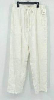 Parisian Signature Linen Pants Womens Sz M Cream Beachy Trouser Lined Lagenlook