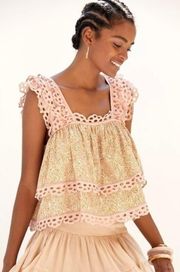 Anthropologie Let Me Be Eyelet Swing Top