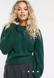 & Other Stories Stockholm Atelier XS Green Mohair Wool Blend Crew Neck Sweater