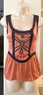 NWOT silk  embellished boho style blouse.