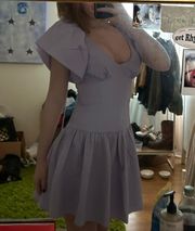 LAVENDER PUFFY SLEEVE MINI DRESS