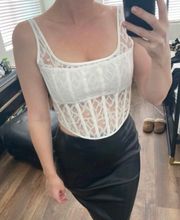 SheIn White Lace Corset Tank Top