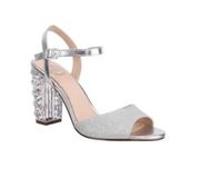 Special Occasion club I.Miller silver shoes clear rhinestoned block heal sandal