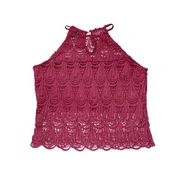 Cranberry Embroidered Cropped Tank Top Size Large
