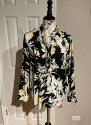 Guess By  Chain neck trim button down shirt floral print sz XS blouse multicolor