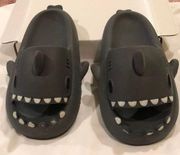 Slippers- Adult Shark Slippers Gray  Wide Size: 10.5-11 Wide Women/9-10 Wide Men