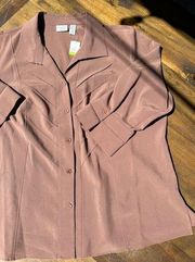 Women’s brown button up blouse size bin 6 Covington