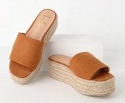 Lulu’s O’Ahu Camel Espadrille Platform Sandals Size 8