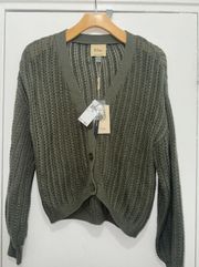 Crochet Wool Cardigan size S/P Green