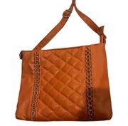 Burnt Orange Crossbody Bag Purse Pumpkin Spice Gold Chain Quilted Fashion Bag