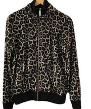 Michael Kors Velour Animal Print Full Zip Jacket