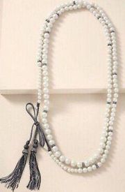 Stella & Dot Mara Pearl Statement Necklace Wrap Tie Long Sparkle