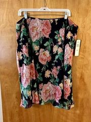 Lauren  Floral Flower Silk Skirt Bloomingdales Roses NWT Size 20 20W