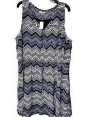 MAURICES sleeveless dress blue white chevron knee length XXL women's plus size 2