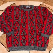 Justin Allen vintage pull over bold Aztec print sweater made is usa