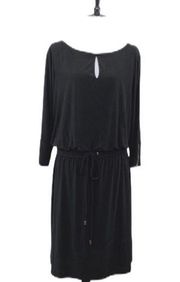 Emma & Michele Drawstring Waist Keyhole Neckline Dress Black NEW Size 2X