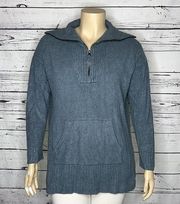 Barefoot Dreams XL Deep Ocean Blue CozyChic Lite Half Zip Pullover Tunic Sweater