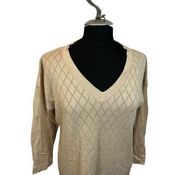 August Silk Gold Sweater Size L NWT tan and gold