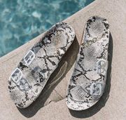 Clear Strap Snake Print Slide Sandals 