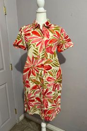NWT 100% Linen Floral Tropical Flutter Sleeve Summer Dress Sz XS